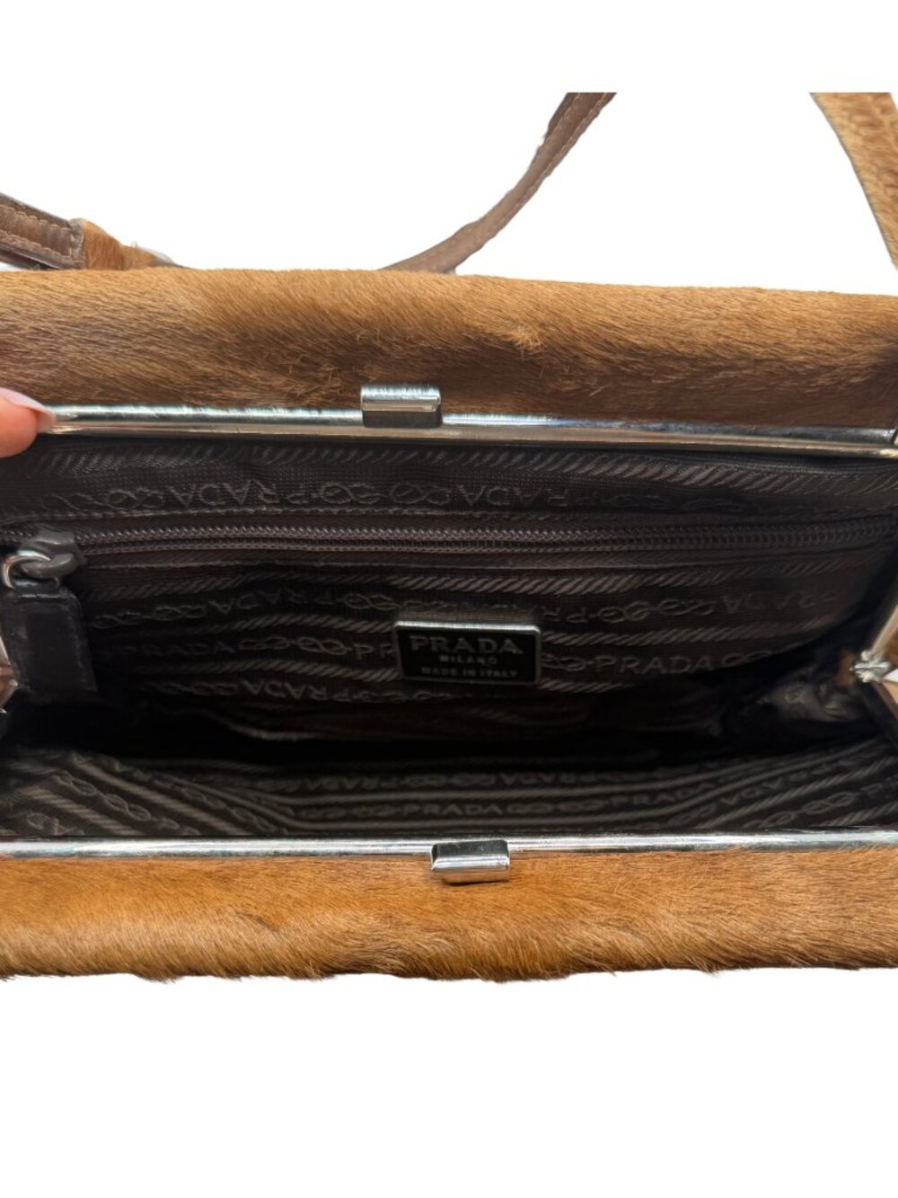 Vintage PRADA 1996 Pony Hair Shoulder Bag and Clutch - Picture 7 of 11